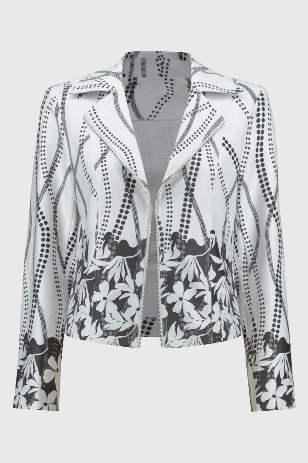 Foiled Faux Suede Floral Print Jacket