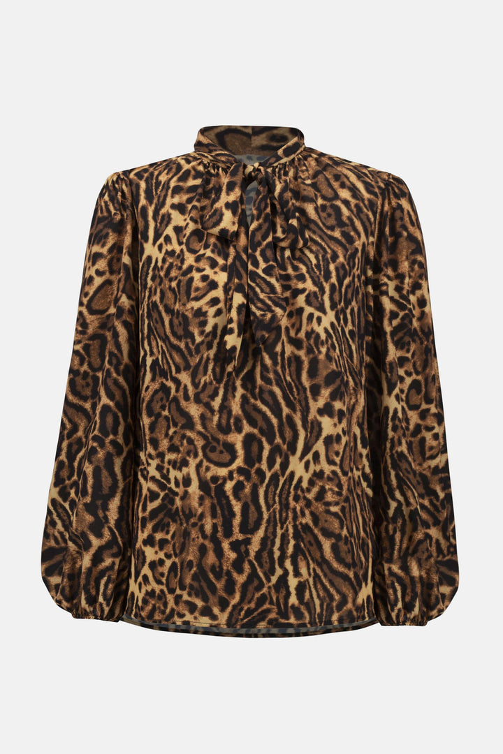 Recycled Georgette Animal Print Straight Top