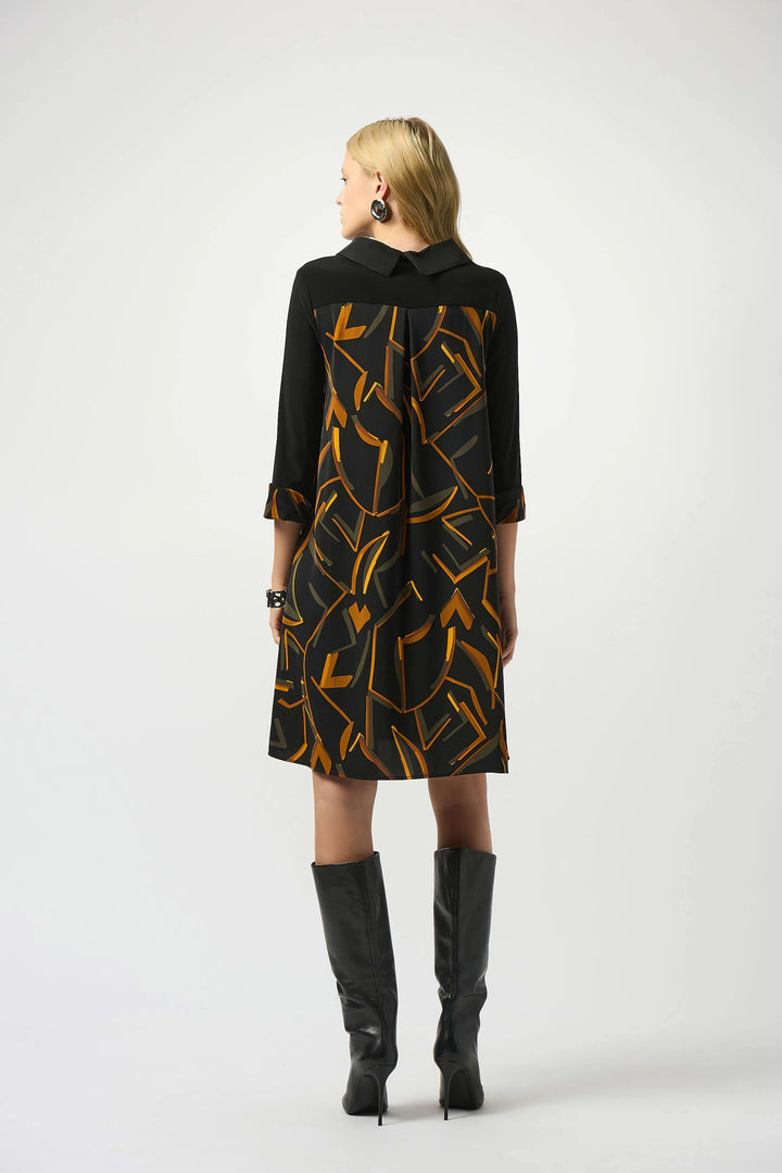 Recycled Woven Abstract Print And Silky Knit Dress