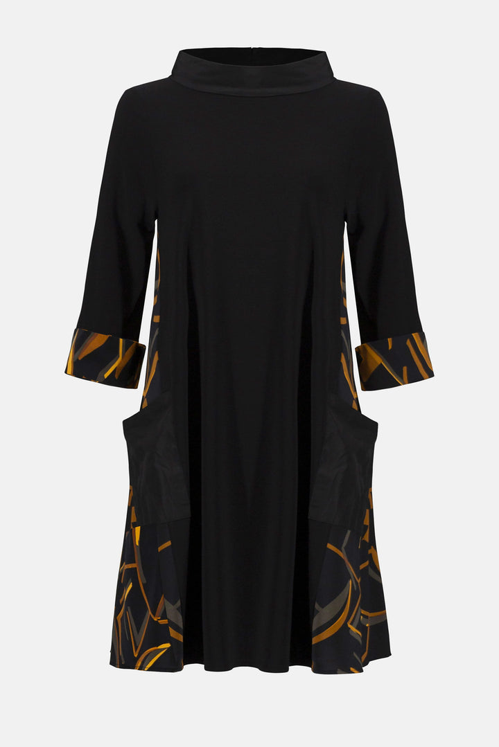 Recycled Woven Abstract Print And Silky Knit Dress