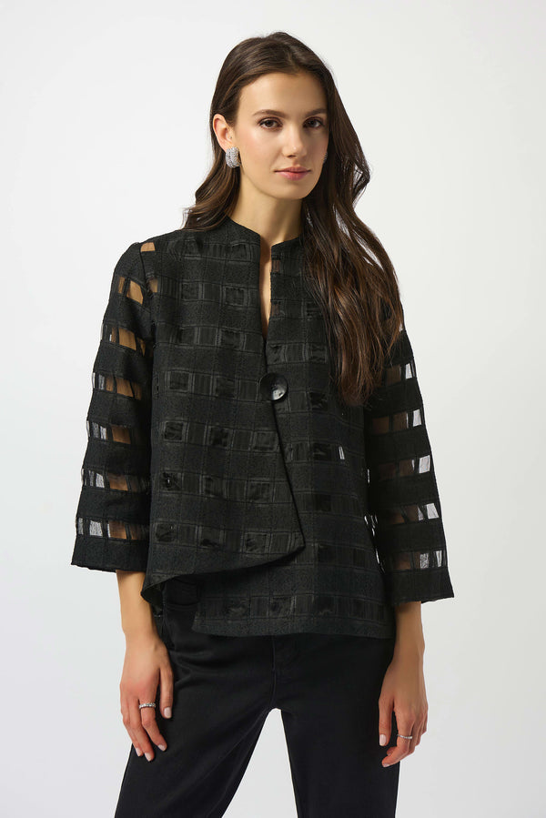 Novelty Checkered Print Swing Jacket
