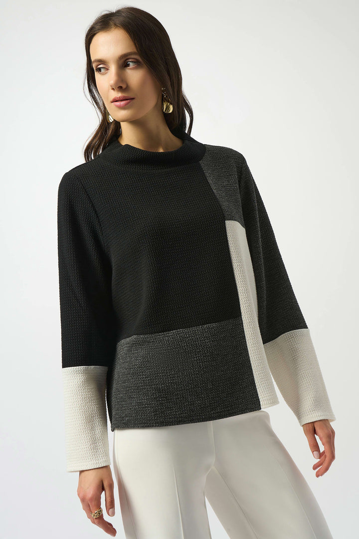 Jacquard Knit Colour-Block Boxy Top