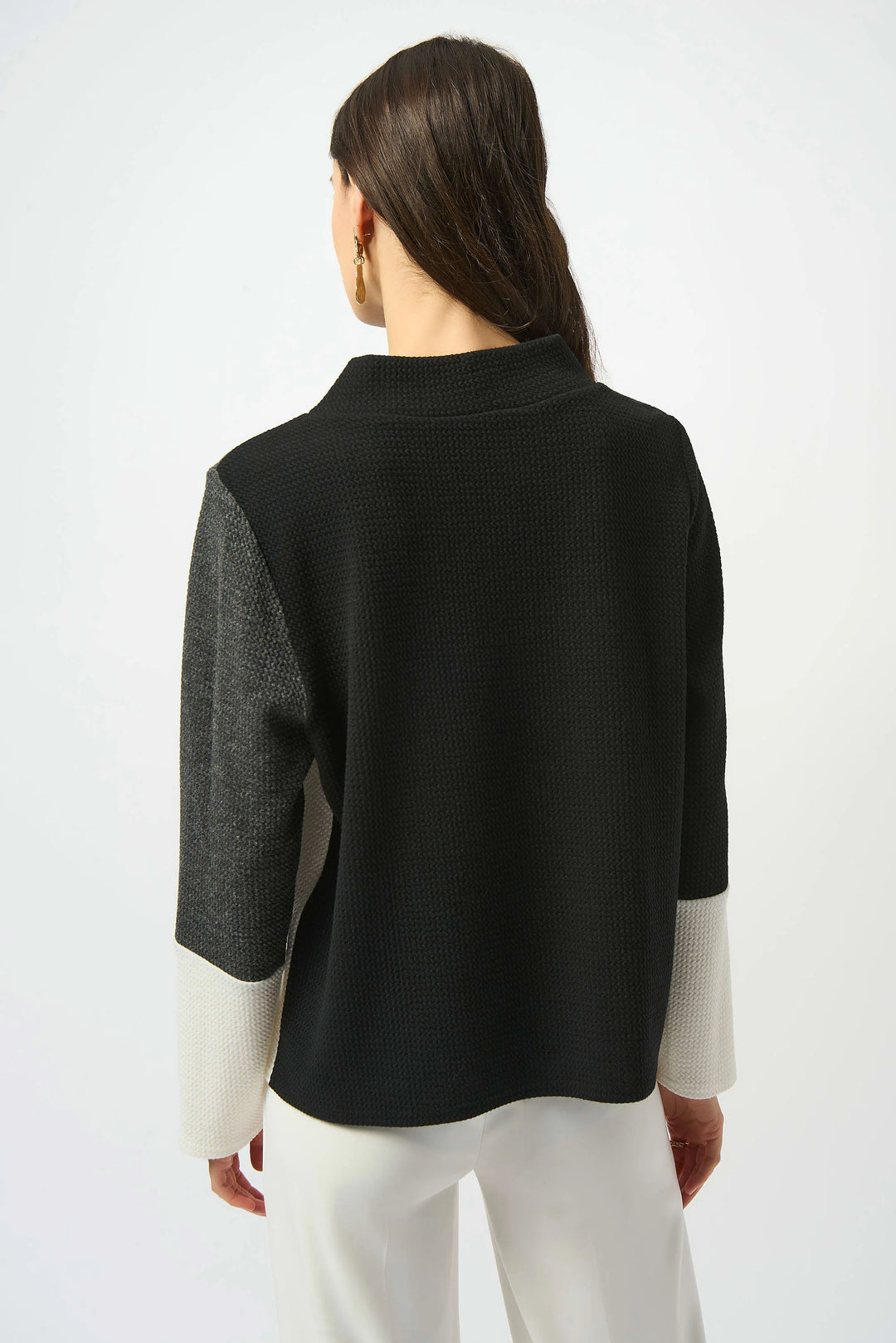Jacquard Knit Colour-Block Boxy Top
