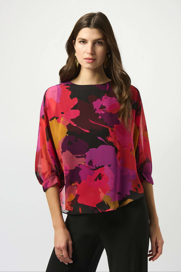 Recycled Chiffon Floral Print Boxy Top
