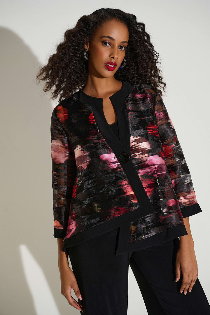 Organza & Silky Knit Floral Swing Jacket