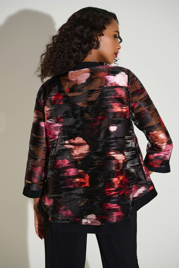 Organza & Silky Knit Floral Swing Jacket