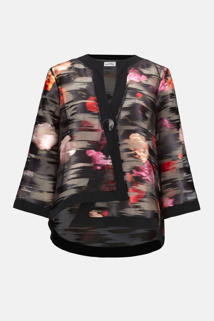 Organza & Silky Knit Floral Swing Jacket