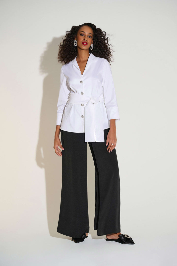 Stretch Taffeta Fitted Blouse in White