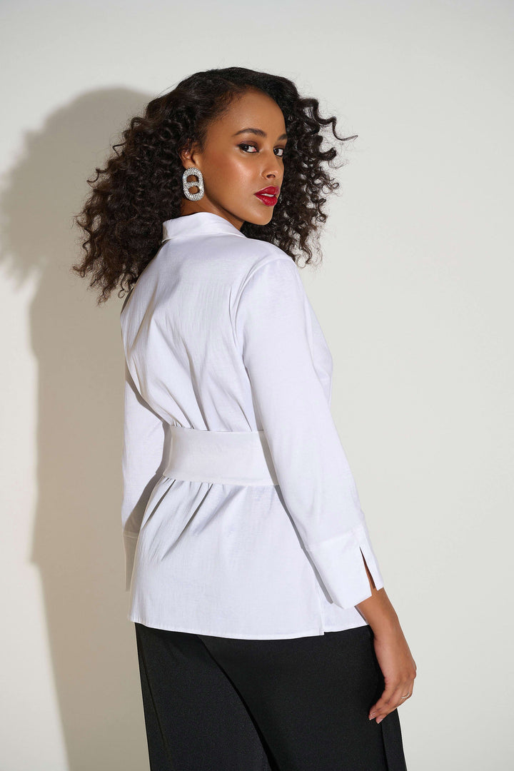 Stretch Taffeta Fitted Blouse in White