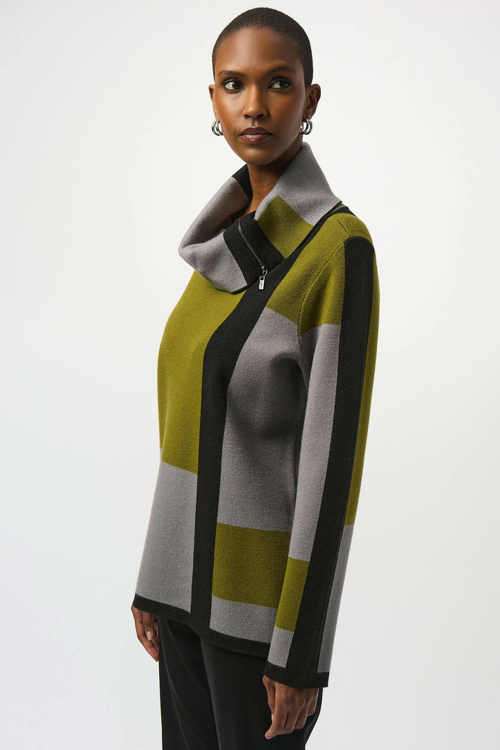 Colorblock Zip Sweater