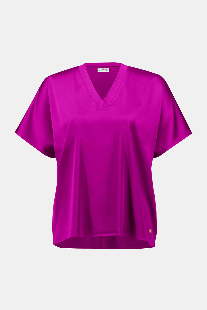 Satin Boxy Top with Rib Trim