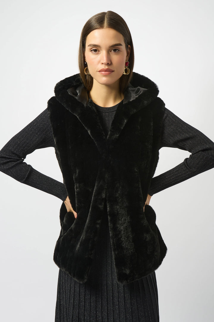 Faux Fur Textured Stripe Vest