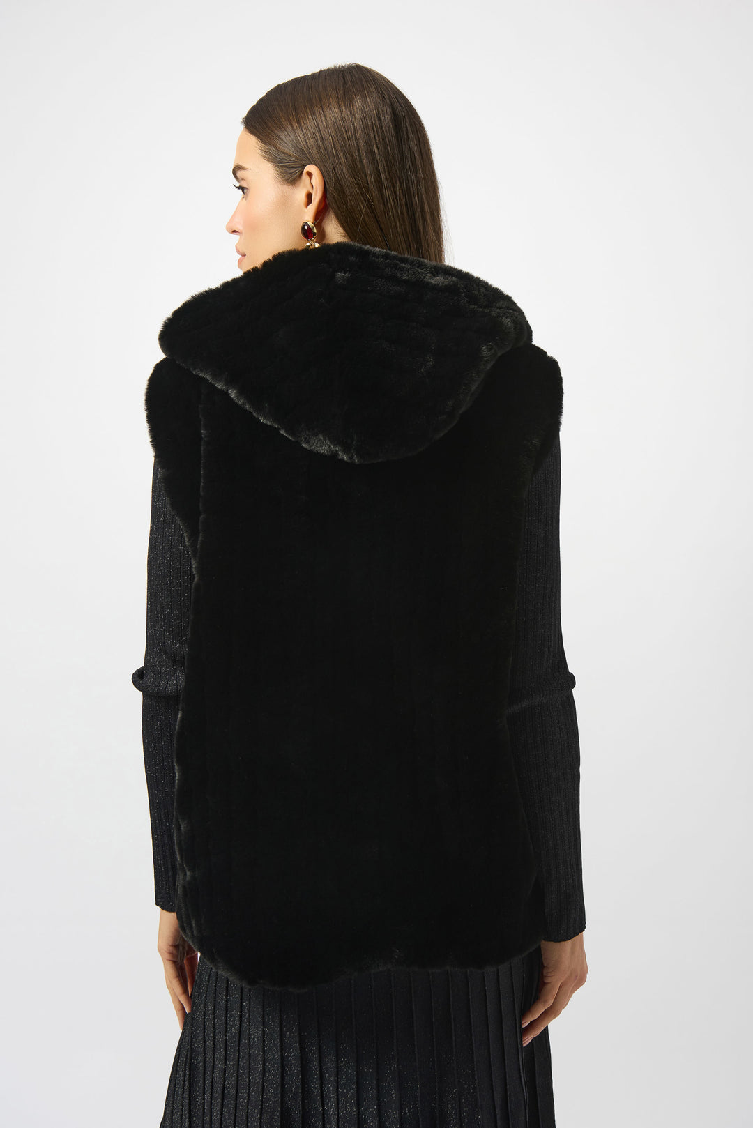 Faux Fur Textured Stripe Vest