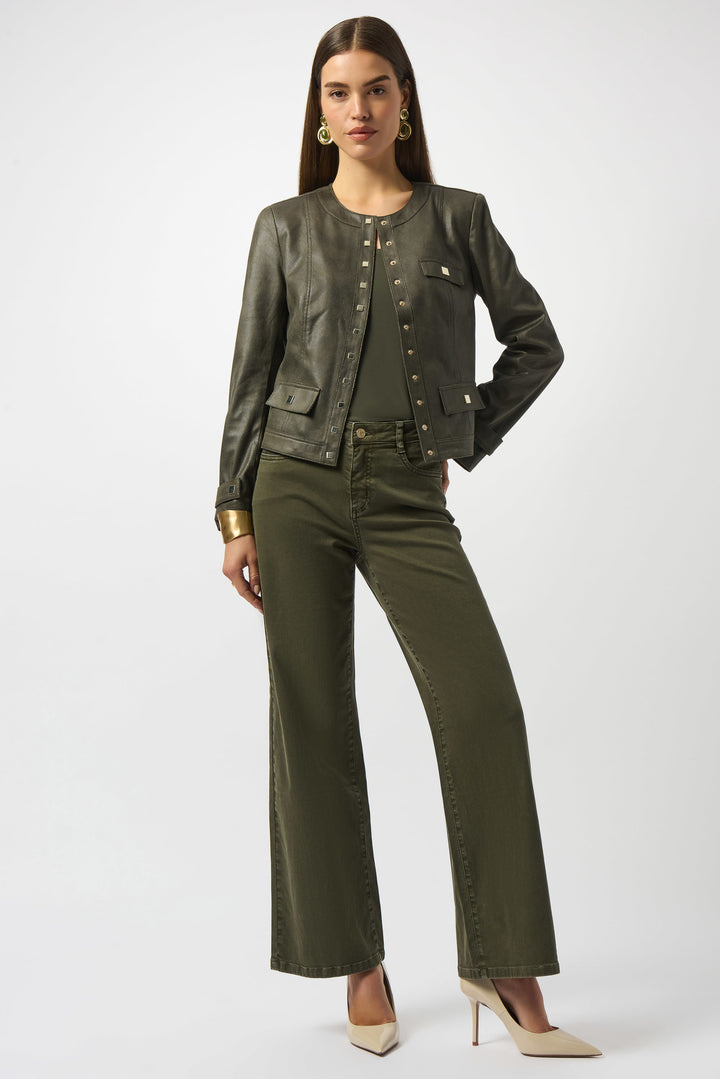 Foiled Faux Suede Fitted Jacket