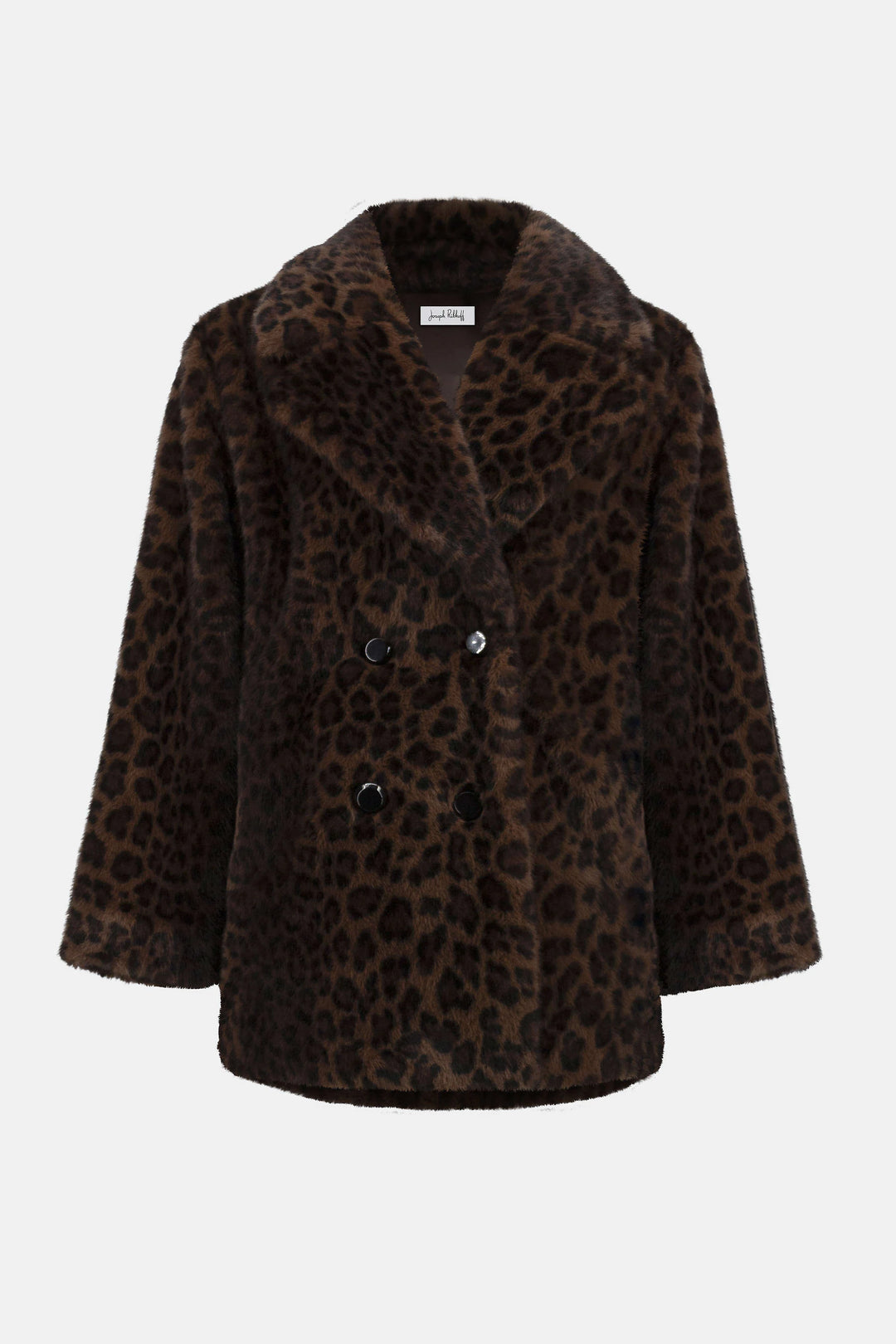 Faux Fur Leopard Print Double-Breasted Coat