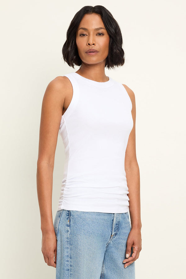 Halley Ruched Rib Tank White