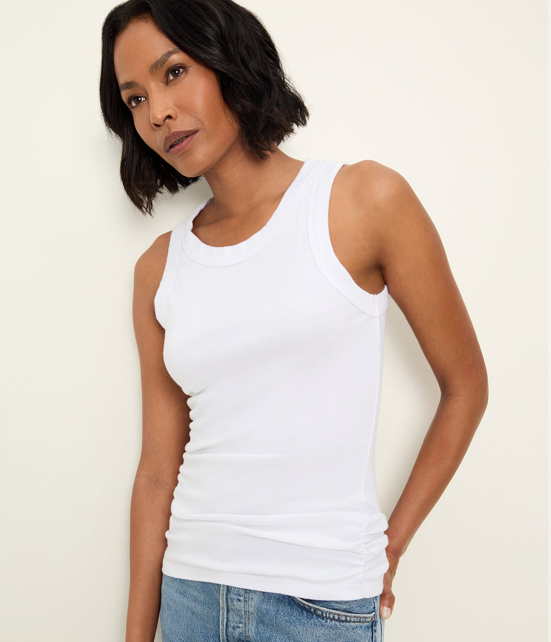 Halley Ruched Rib Tank White