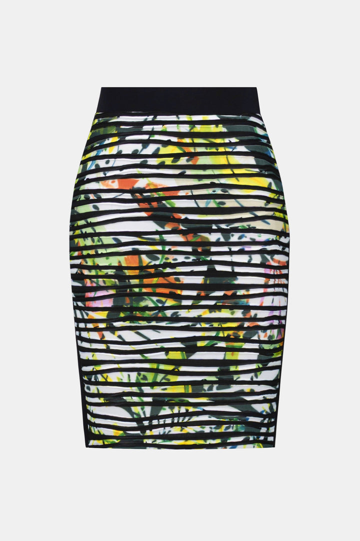 Cascade Knit Tropical Print Straight Skirt