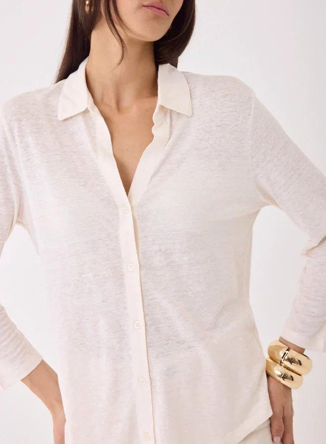 Stretch Linen 3/4 Sleeve Shirt