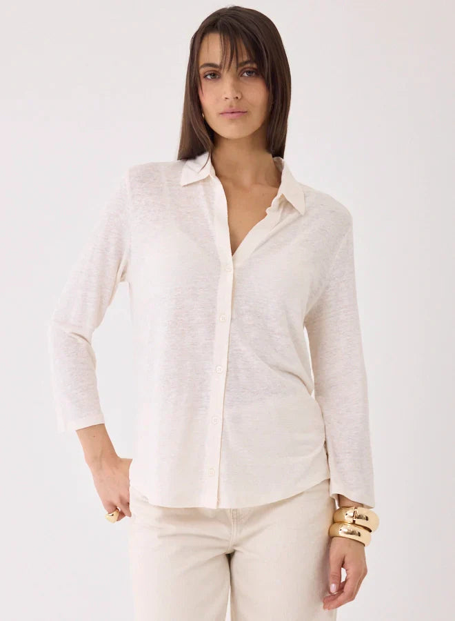Stretch Linen 3/4 Sleeve Shirt