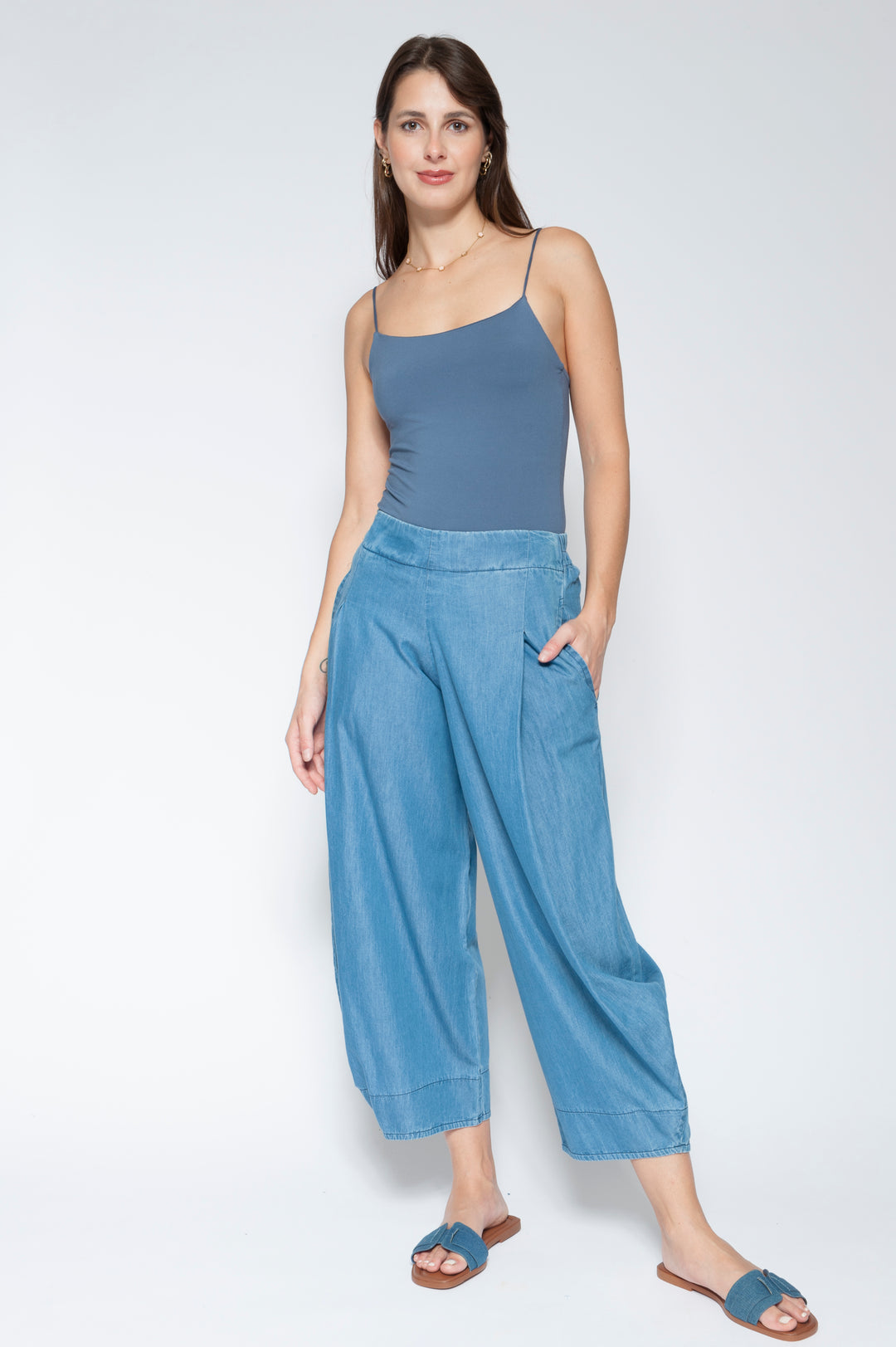 Linen Tulip Trouser Denim
