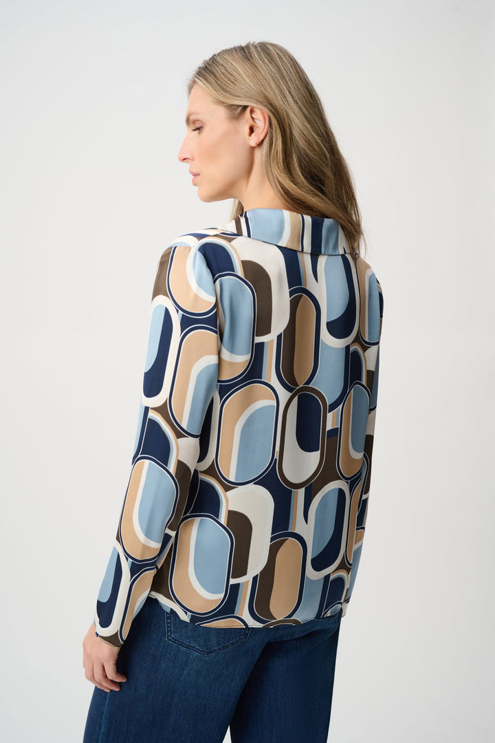 Satin Geometric Top Off White