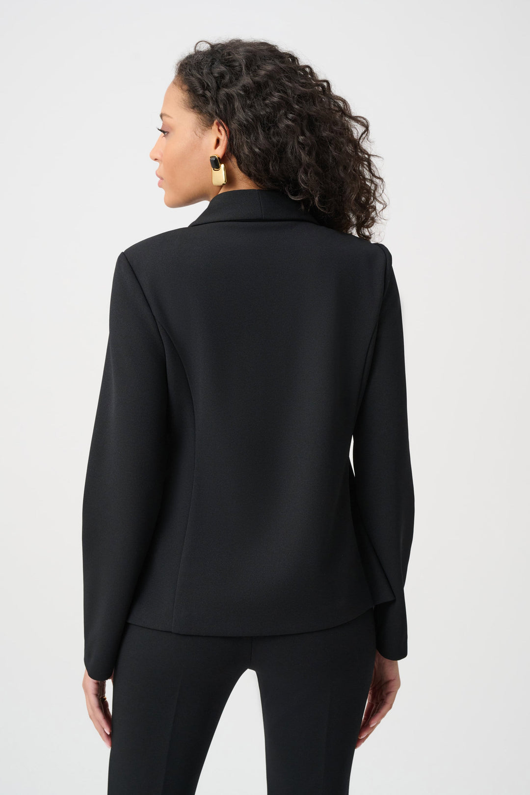 Crepe Fitted Blazer Statement Buttons Black