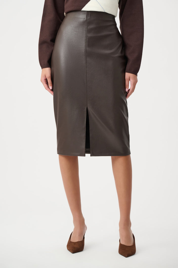 Leatherette Pencil Skirt Mocha