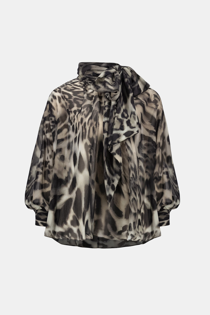 Chiffon Animal Print Boxy Top Leopard