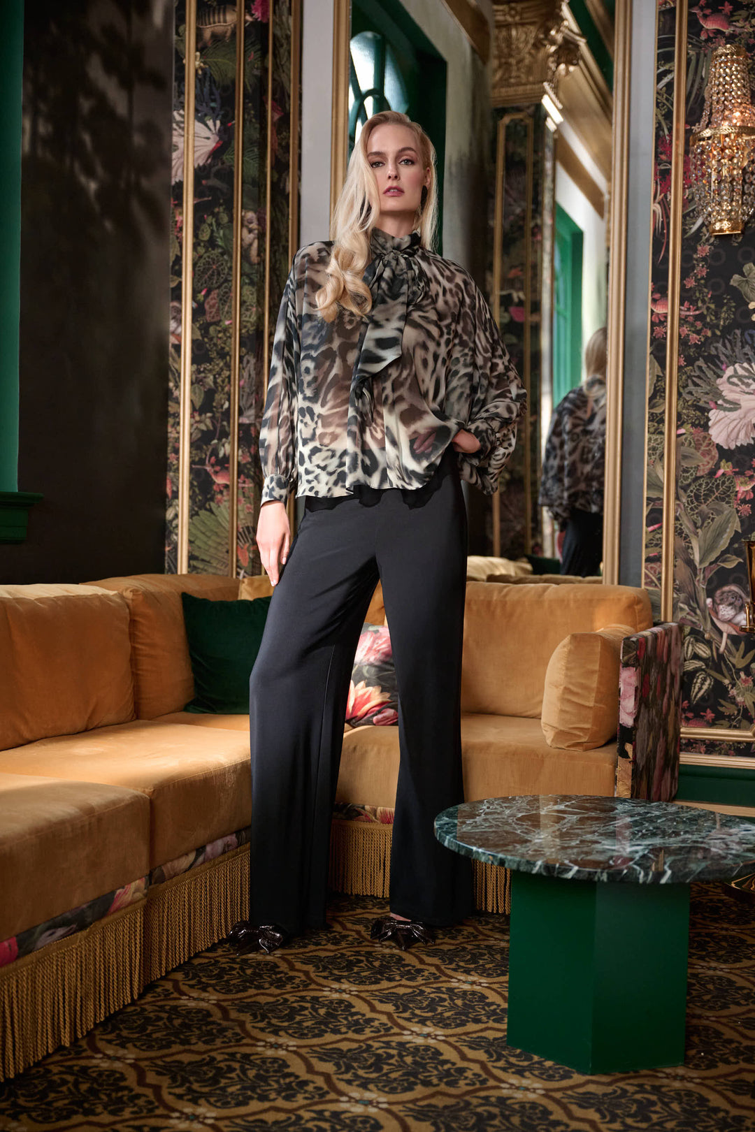 Chiffon Animal Print Boxy Top Leopard
