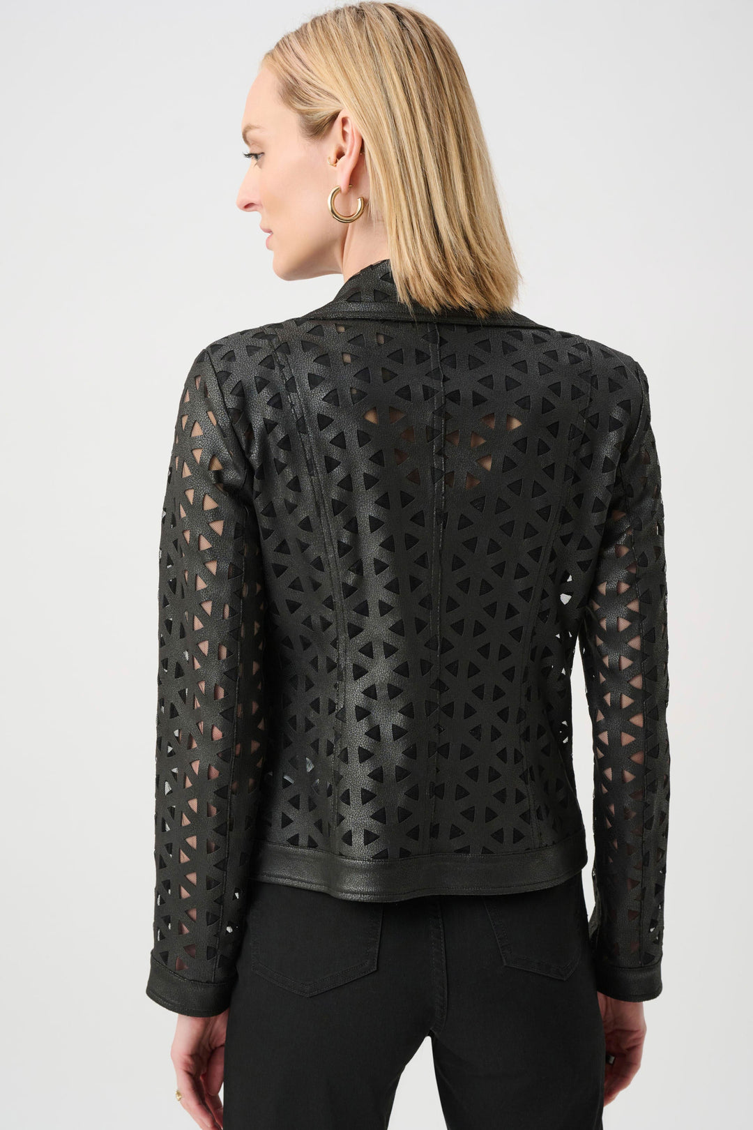 Foiled Faux Suede Moto Jacket Black