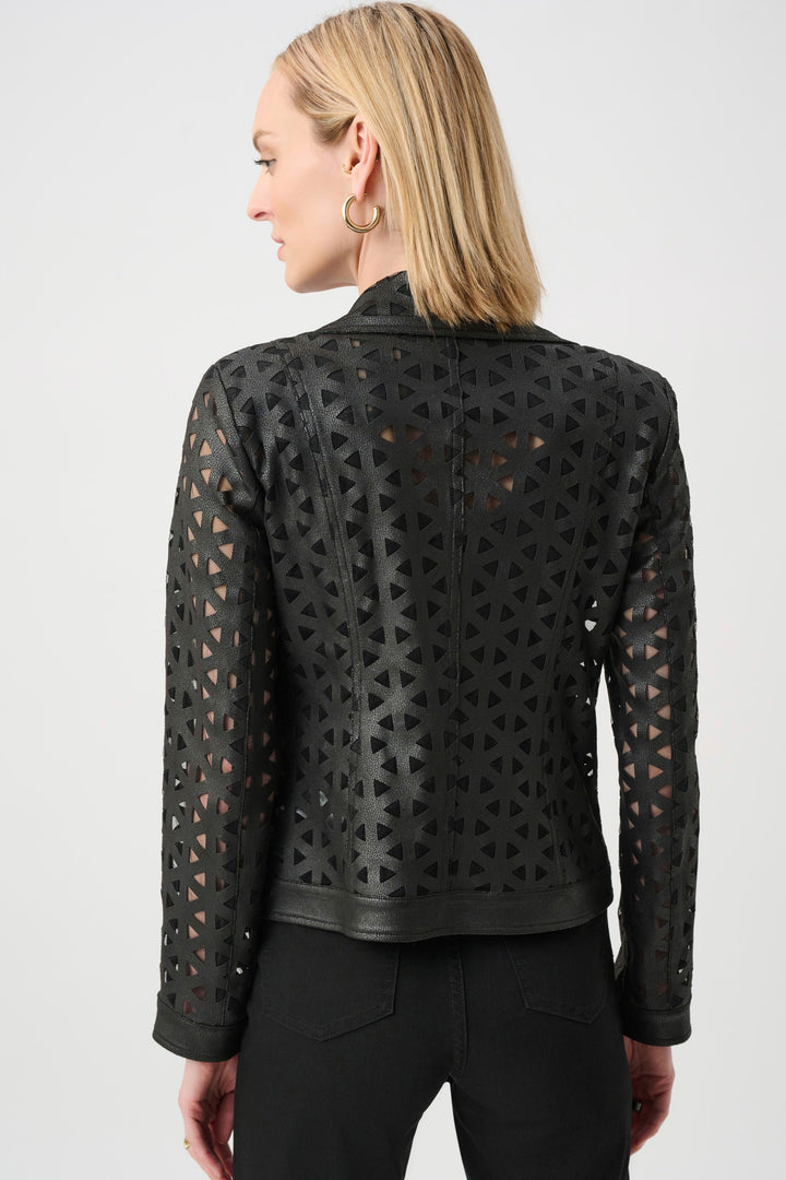 Foiled Faux Suede Moto Jacket Black