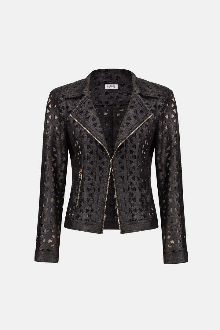 Foiled Faux Suede Moto Jacket Black