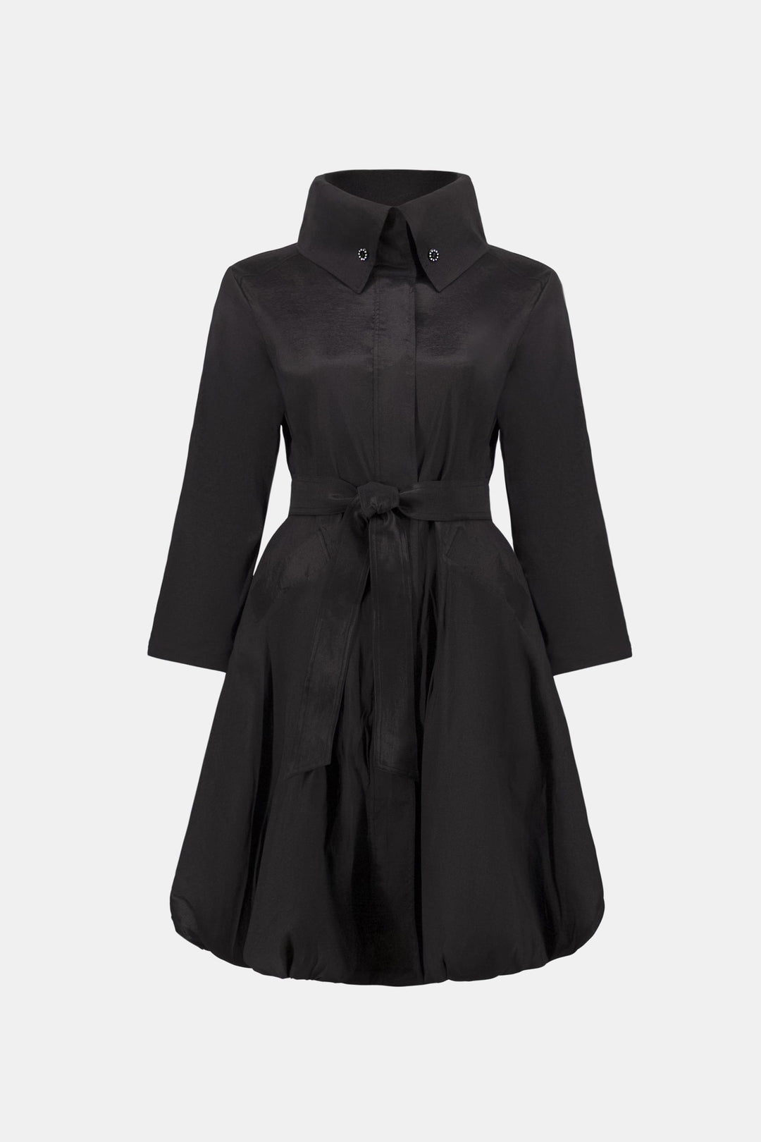 Taffeta Balloon Coat Black