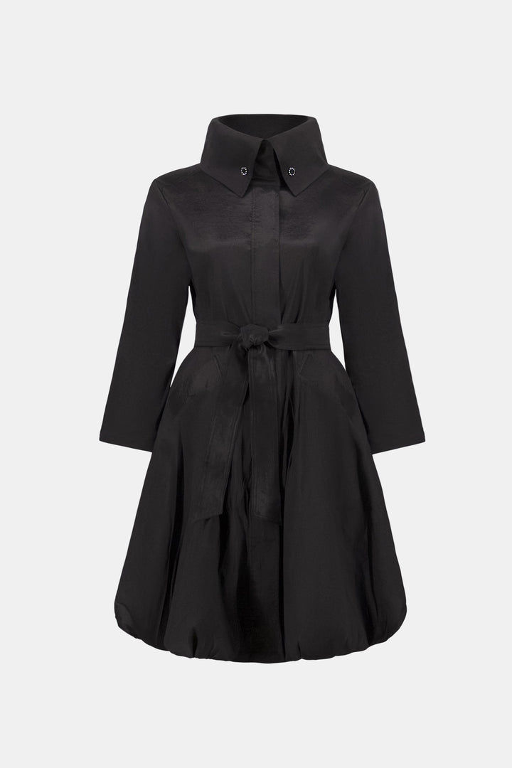 Taffeta Balloon Coat Black