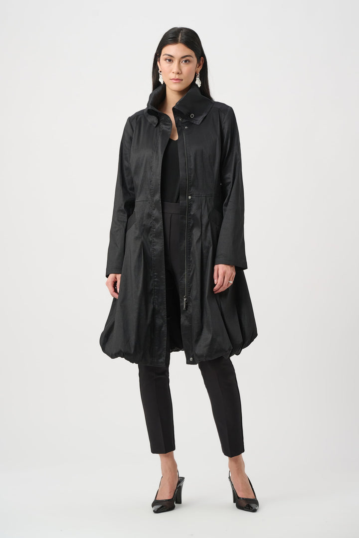 Taffeta Balloon Coat Black