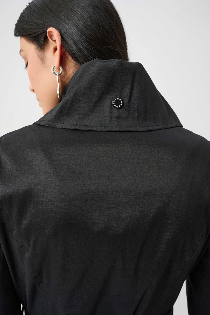 Taffeta Balloon Coat Black