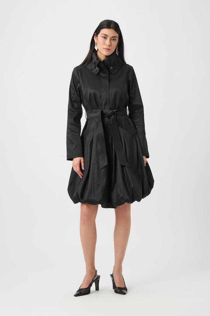 Taffeta Balloon Coat Black