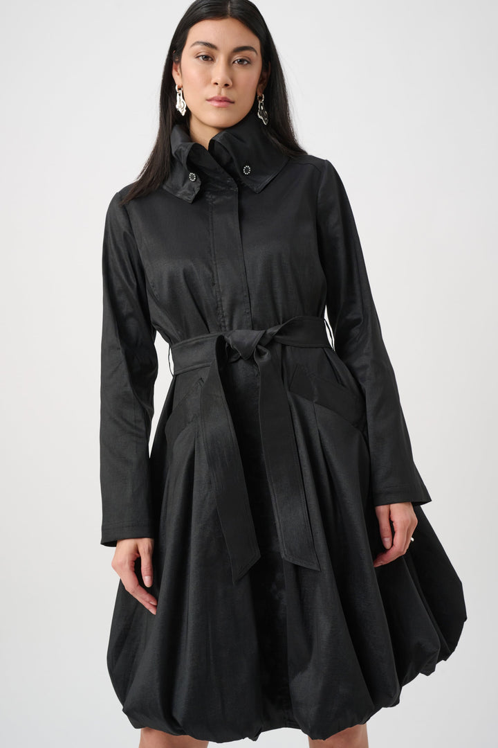 Taffeta Balloon Coat Black