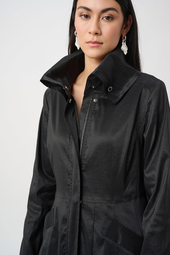 Taffeta Balloon Coat Black