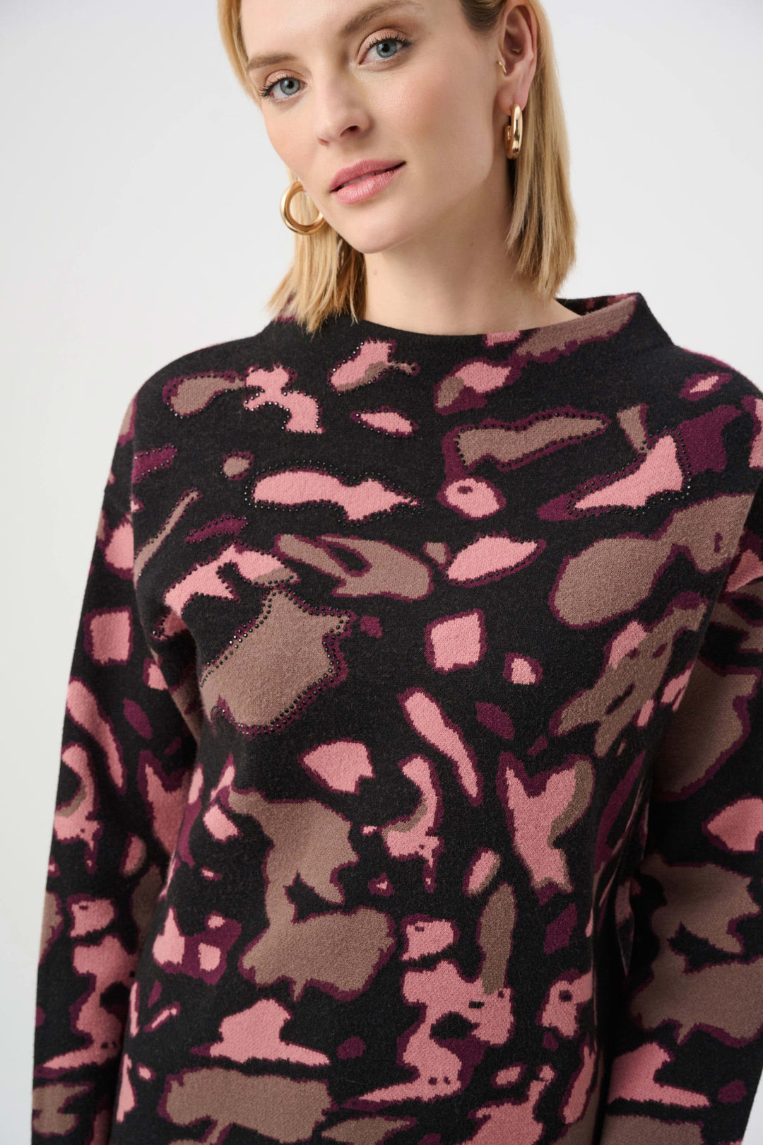 Jacquard Rhinestone Sweater Black