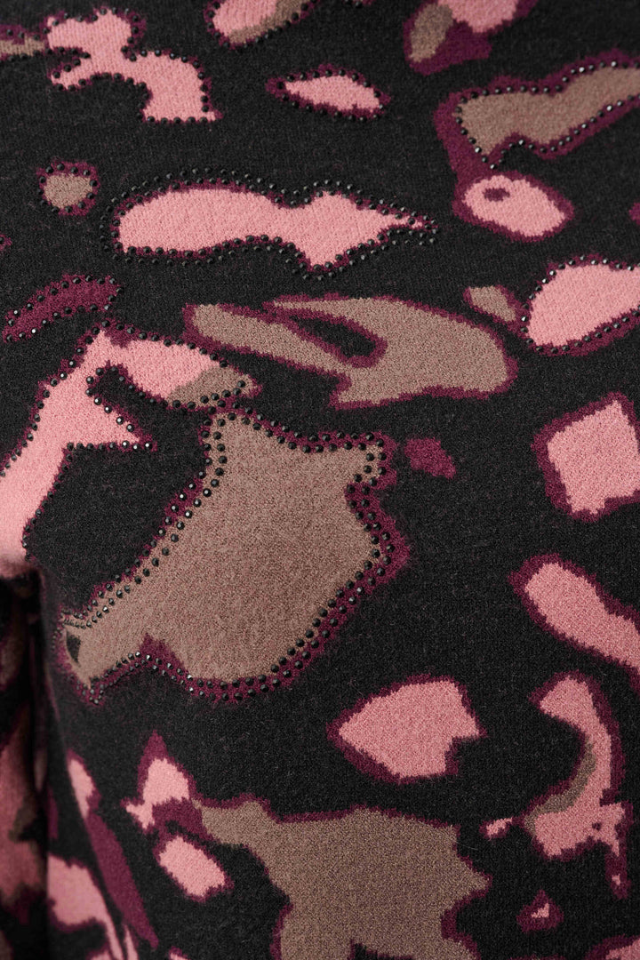 Jacquard Rhinestone Sweater Black