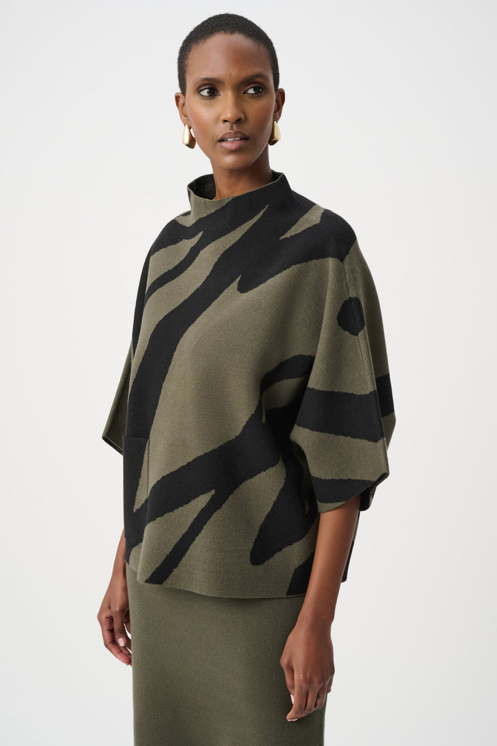 Jacquard Boxy Funnel Sweater Avacado
