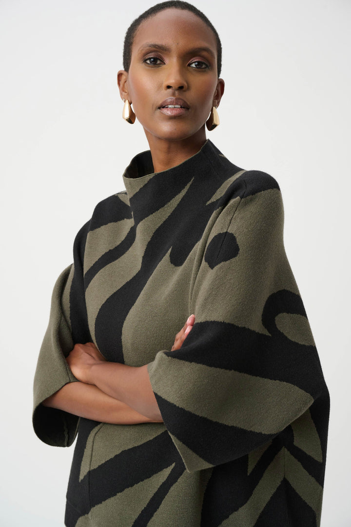 Jacquard Boxy Funnel Sweater Avacado