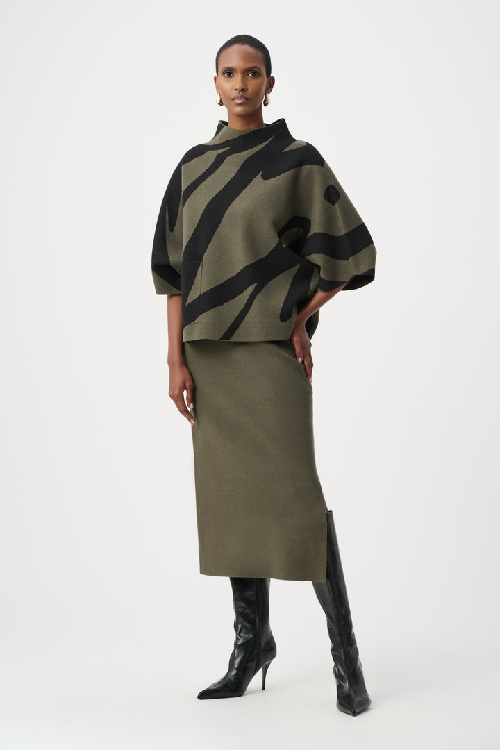 Jacquard Boxy Funnel Sweater Avacado