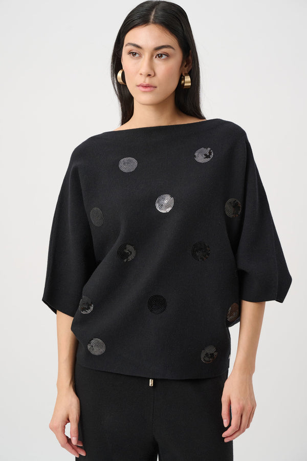 Boxy Embroidered Sweater Black
