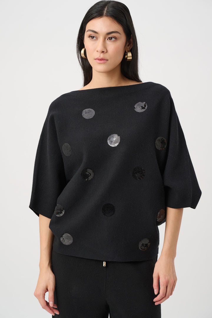 Boxy Embroidered Sweater Black