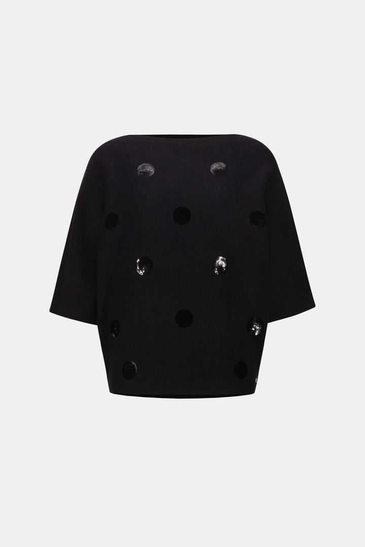 Boxy Embroidered Sweater Black
