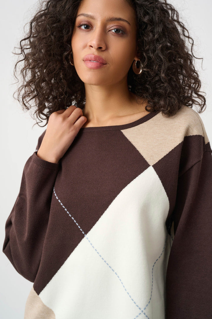 Argyle Crew Neck Sweater Mocha