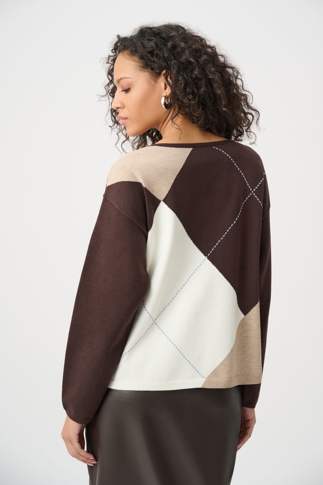 Argyle Crew Neck Sweater Mocha